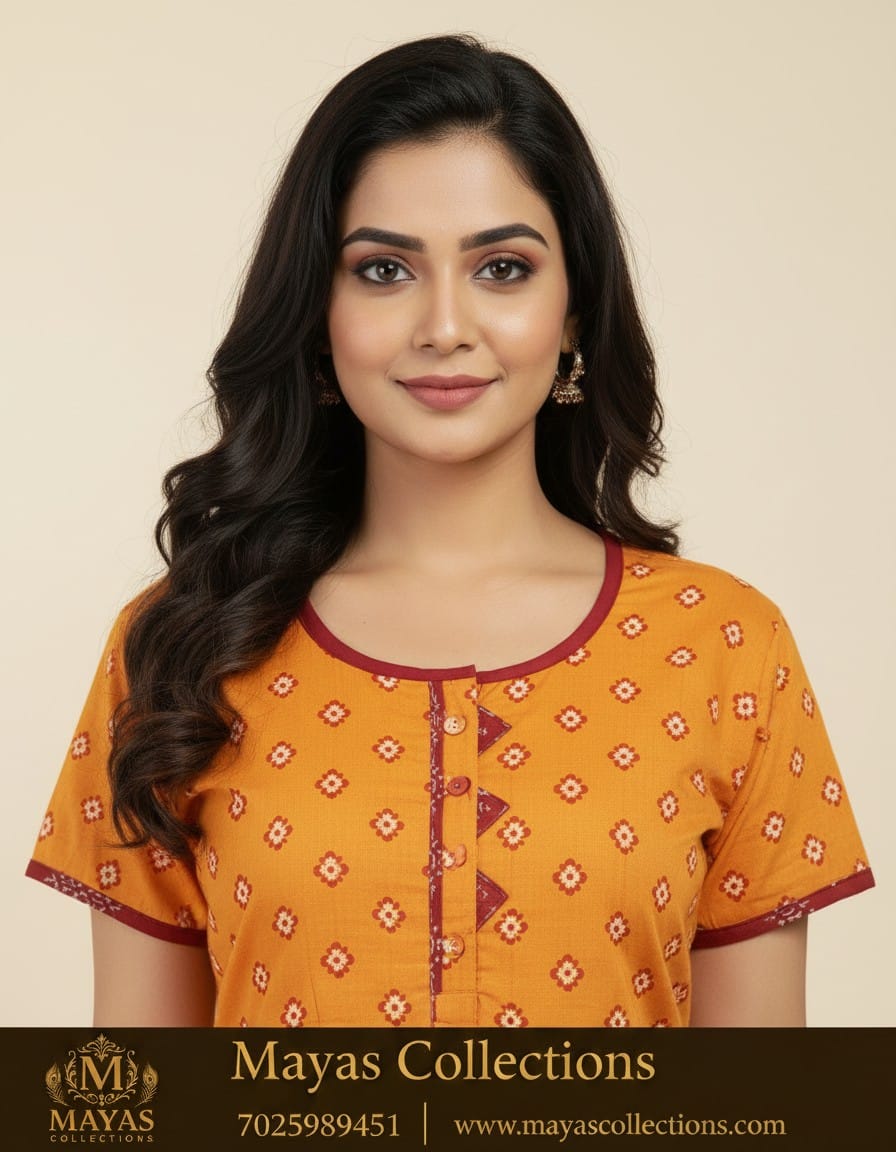 Mayas Chiridhar Cut Mix and Match Piping Nighty